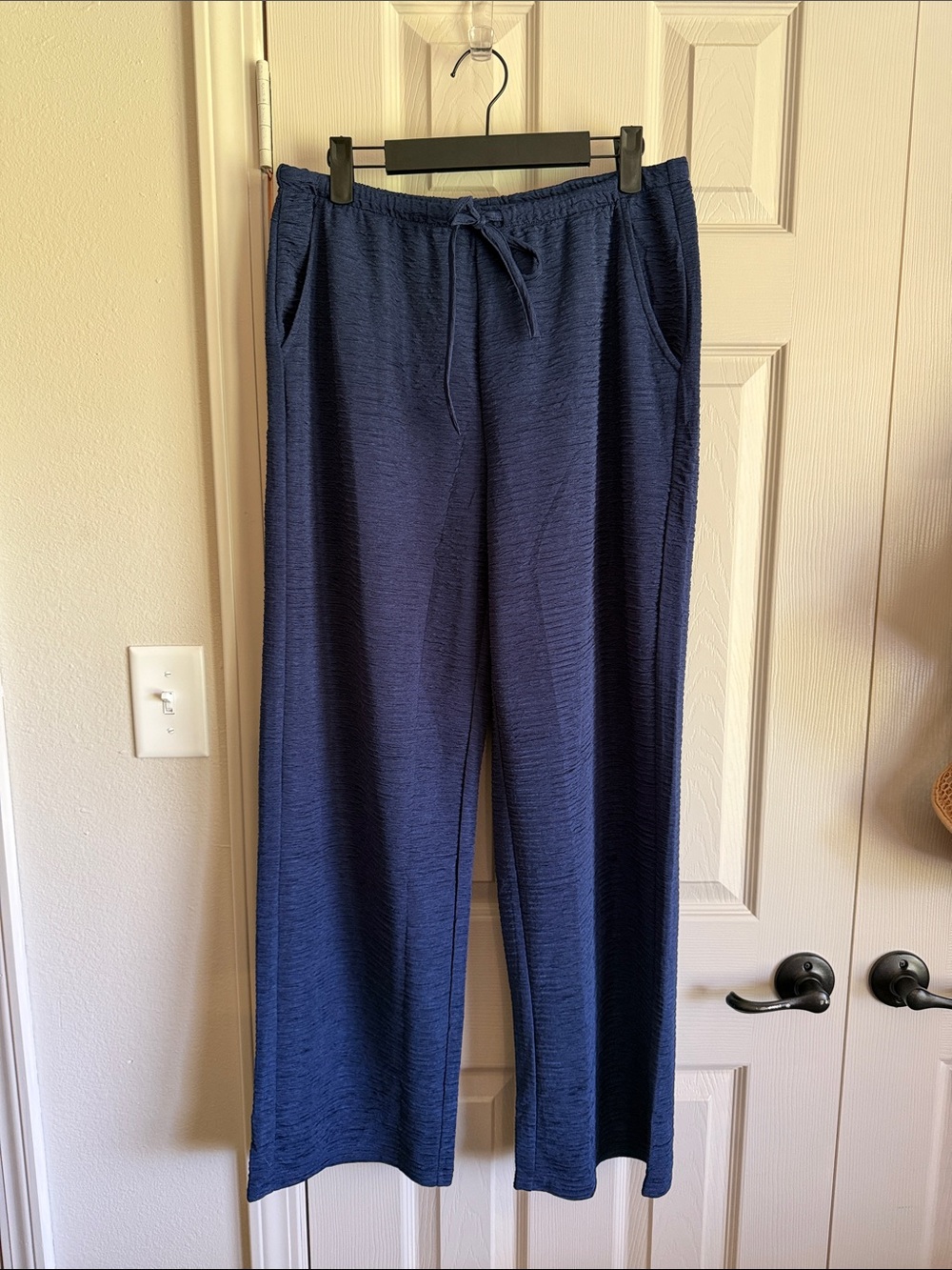 Straight Leg Navy Pull-On Pants with Drawstring